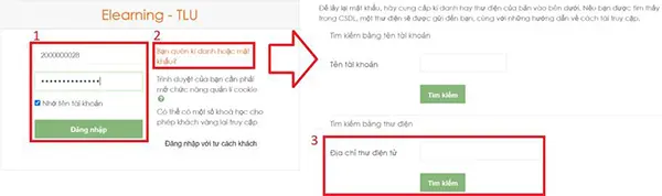 Hình 1.2 Màn hình đăng nhập và lấy lại mật khẩu