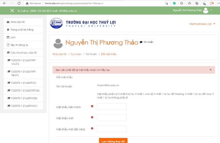 Hình 1.3 Đổi mật khẩu