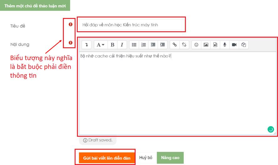 Hình 2.5 Thêm một chủ đề thảo luận