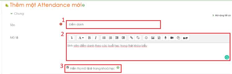 Hình 5.2 Tạo hoạt động điểm danh