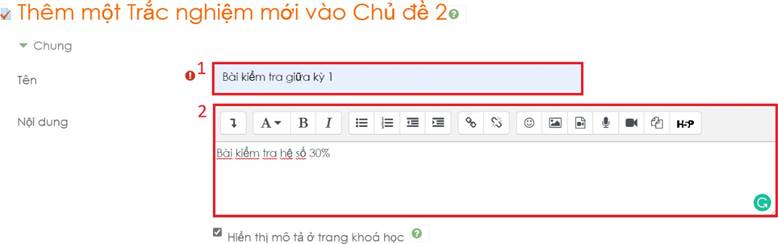 Hình 5.11 Tên bài trắc nghiệm