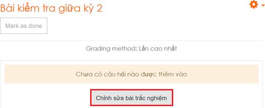 Hình 5.16 Thêm câu hỏi cho bài kiểm tra trắc nghiệm